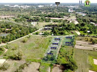 ที่ดินแบ่งล็อค ใกล้ ม.อุบลฯ ฝั่งประตู 4 ทำเลดีใกล้คาเฟ่