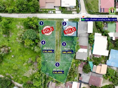 ที่ดินเปล่า แบ่งล็อค บ้านหัวคำ ทำเลดี อยู่ในแหล่งชุมชน มีเพื่อนบ้านแล้ว