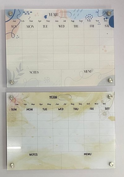 Acrylic calendar can be written and erased.