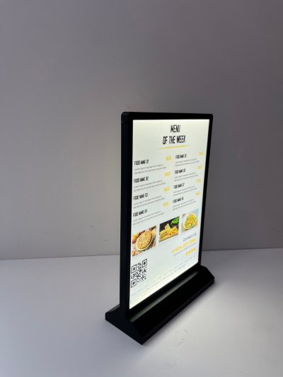 Menu light sign size 21 x 29.7 cm (A4)