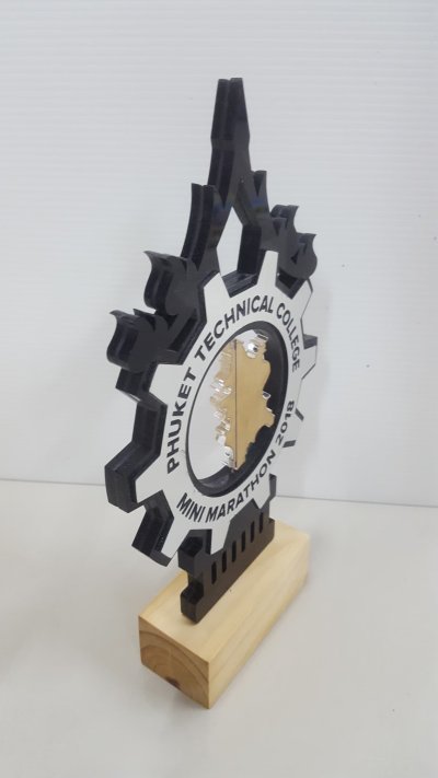 Acrylic stickers trophy with  wooden base