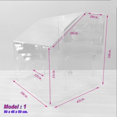 กล่องอะคริลิคกันละอองฟุ้งกระจายโควิด-19 Model:1
