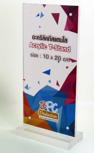 T-Stand แม่เหล็ก ขนาด 10x20 ซม. ฐาน 10 มิล สีใส