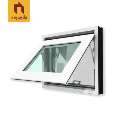 บานกระทุ้ง uPVC + กระจกขุ่นและมุ้งลวดในตัว