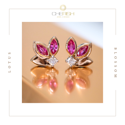 Lotus Blossom Ruby Earring