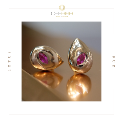 Lotus Bud Ruby Earring