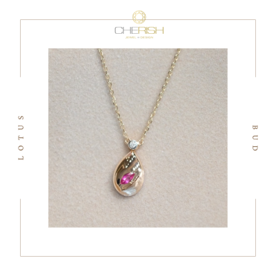 Lotus Bud Ruby Necklace