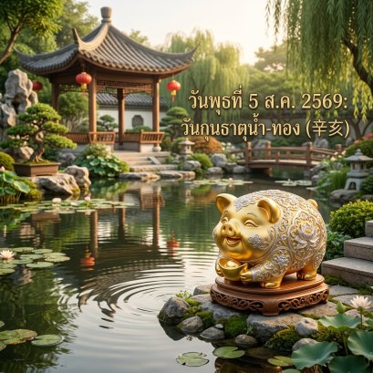 วันปฏิทินจีนประจำวันพุธที่ 5 ส.ค. 2569: วันกุนธาตุน้ำ-ทอง (辛亥)