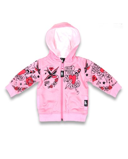 Six Bunnies TRUE LOVE FOREVER pink Baby Hoodies.   