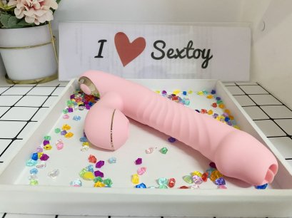 Dildo stretches and shrinks the tip of the prosthetic tongue.