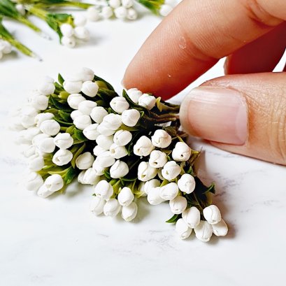 Set of 10 Miniature White Tulip Flowers