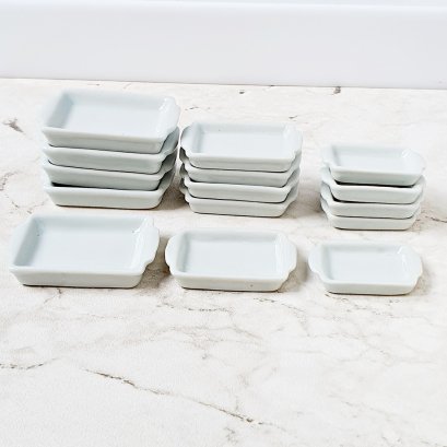 Miniatures Ceramic Baking Serving Tray Plate 3 Size 15 Pcs.