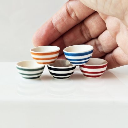 Tiny Ceramic Bowls Hand Painted Mixed 5 Colors 25mm