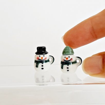 dolls Miniatures Ceramic Snowman Mugs
