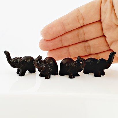 Set 4 Pcs. Miniatures Black Thai Elephant