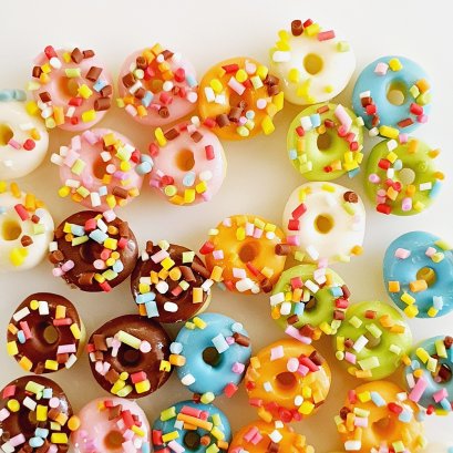 Handcrafted Miniature Donut Set with Sprinkles set of 30 Pcs