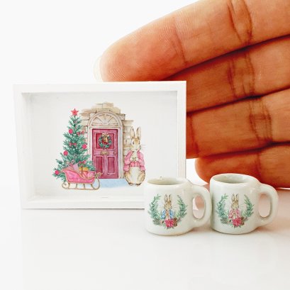Ceramic Mugs Rabbit Bunny Easter Set