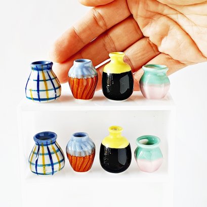 Ceramic Vase Hand painted Set 8Pcs