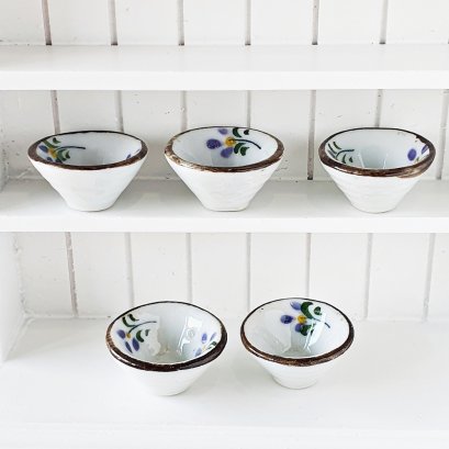 Ceramic Bowls Orchid Flowers Hand-Painted Set
