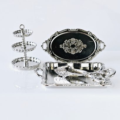 Miniatures Silver Metal Tableware Kitchenware