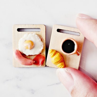 Breakfast Set on wood board