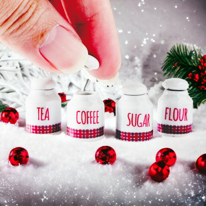 Miniature Ceramic Canister Christmas Desig