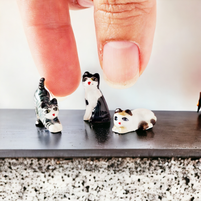 Handcrafted Miniature Cat Figurine Collection