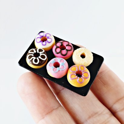 Miniature Assorted Donut on Black Tray