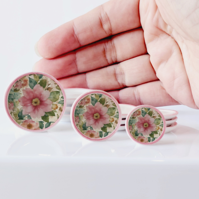 Set of 3 Miniature Pink Floral Plates Inspired by William Morris