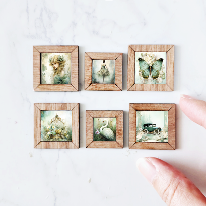 Handcrafted Miniature Framed Art for Dollhouse Decor