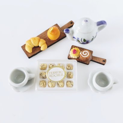 Miniature Tea and Pastry Set with Chocolates – 1:12 Scale