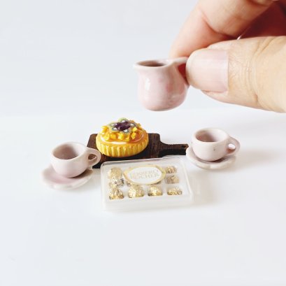 Miniature Tea and Pastry Set with Chocolates – 1:12 Scale