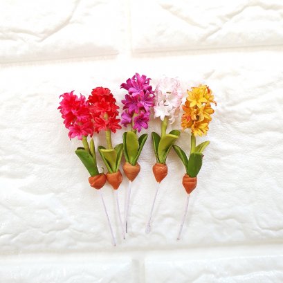 Miniature Colorful Hyacinth Clay Flowers Mixed 5 colors