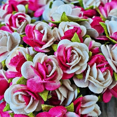 100x White Pink Rose Mulberry Paper Flower Crafts Handmade Wedding Card Scrapbooking Miniature Handcrafted
