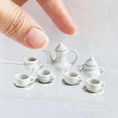 Dollhouse Miniatures Ceramic Coffee Tea Cup Set
