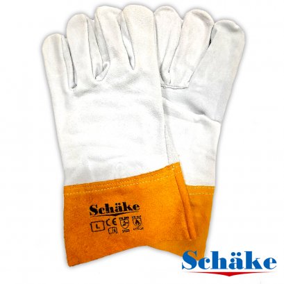 ถุงมือหนังท้องสั้น ข้อมือสีเหลือง Schake