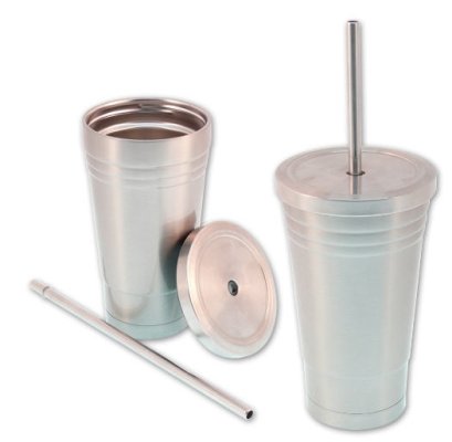 แก้วสแตนเลส,450ml,สูง 18cm,แก้วสแตนเลสพร้อมหลอด