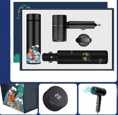 ชุดของขวัญปีใหม่,ชุดของขวัญ,ชุดของขวัญกระบอกน้ำ+ที่เป่าผม+ร่ม,กระบอกน้ำ+ไดร์เป่าผม+ร่ม