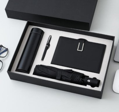 ชุดของขวัญปีใหม่,ชุดสมุด+ปากกา+ร่ม+กระบอกน้ำ,ของขวัญปีใหม่สกรีนโลโก้