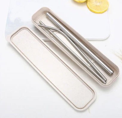 ชุดหลอดสแตนเลสแบบกล่อง,(หลอด3+แปรง1+กล่อง1)