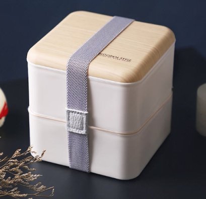 กล่องอาหารฝาลายไม้,กล่องข้าวพลาสติกฝาลายไม้,Lunch Box