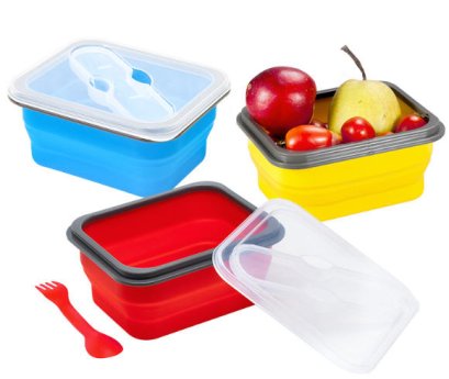 กล่องใส่ข้าวซิลิโคน,กล่องใส่ข้าวซิลิโคนพับได้,กล่องข้าวซิลิโคน,ขนาด15x21x7cm