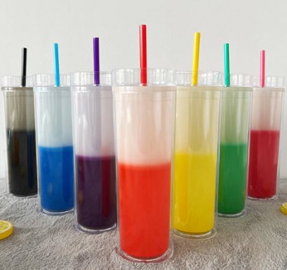 แก้วเปลี่ยนสี,แก้วพลาสติกเปลี่ยนสี,แก้วพลาสติกพร้อมหลอด