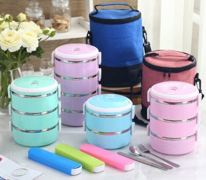 ปิ่นโต,กล่องข้าวสแตนเลส+พร้อมกระเป๋าเก็บความร้อน