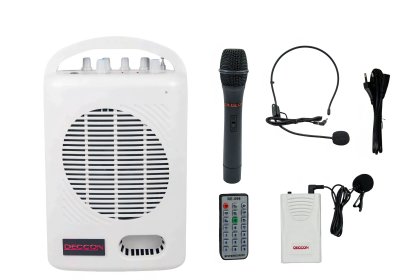 DECCON PWS-210UTB |ลำโพงพกพาพร้อมไมโครโฟน + ไมค์คาดหัว และสามารถเล่น usb sd mp3ได้ ใช้ไมค์พร้อมกันได้