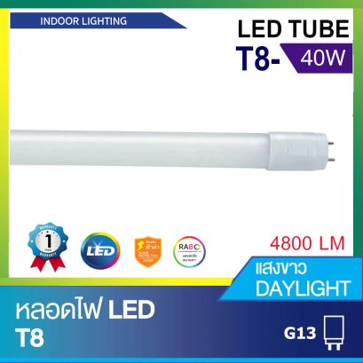 หลอดนีออน LED T8 40W 4800 Lumen Daylight  (DOUBLE END) 120CM  ขั้วแดง