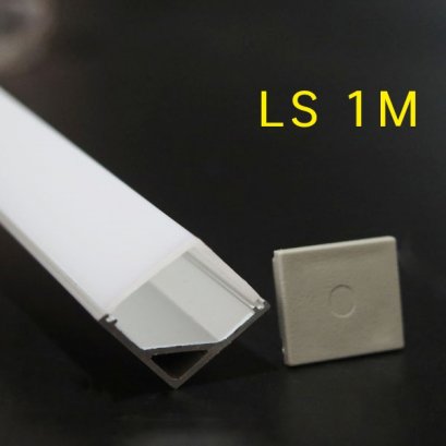 รางอลูมิเนียมไฟเส้น LS แบบเข้ามุม ฝาครอบเหลี่ยม แบบขุ่น 1M