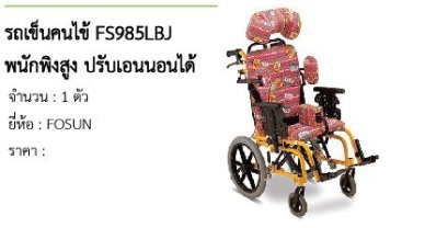 รถเข็นคนไข้ FS985LBJ พนักพิงสูง ปรับเอนนอนได้ 