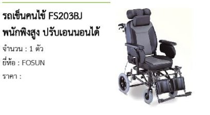 รถเข็นคนไข้ FS203BJ พนักพิงสูง ปรับเอนนอนได้