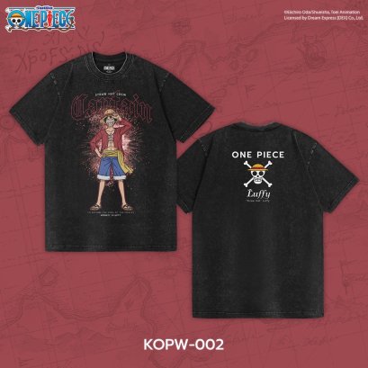 Power 7 Shop เสื้อยืดการ์ตูน ลาย วันพีช "Luffy" ลิขสิทธ์แท้ One Piece Vintage Style (KOPW-002-ผ้าฟอก)